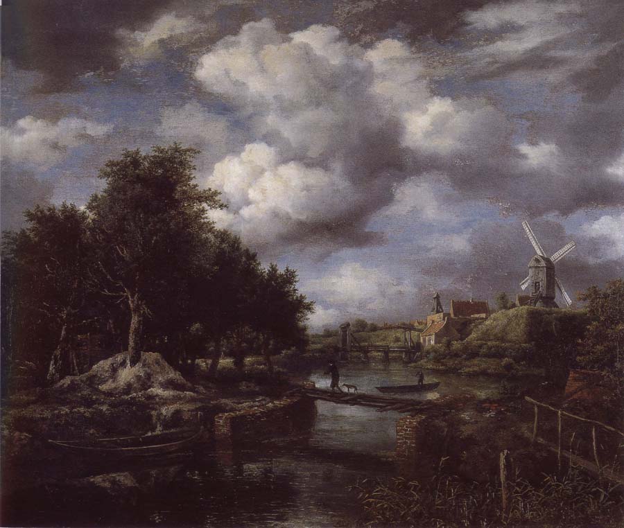 Landscape with a windmill  near town Moat